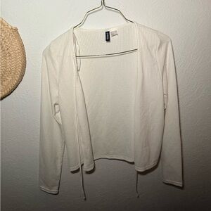 H&M White Ribbed Cardigan